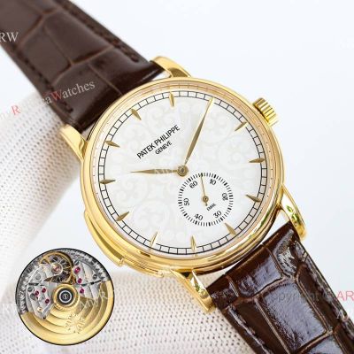 TW Factory Patek Philippe Complications White Vine Scroll Guilloche Face YG Case 40mm Cal.R 27 PS Movement Watch
